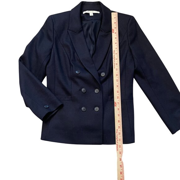 Nordstrom Virgin Wool Blend Double Breasted Blazer Jacket Women's Size 8 Blue - Picture 6 of 9